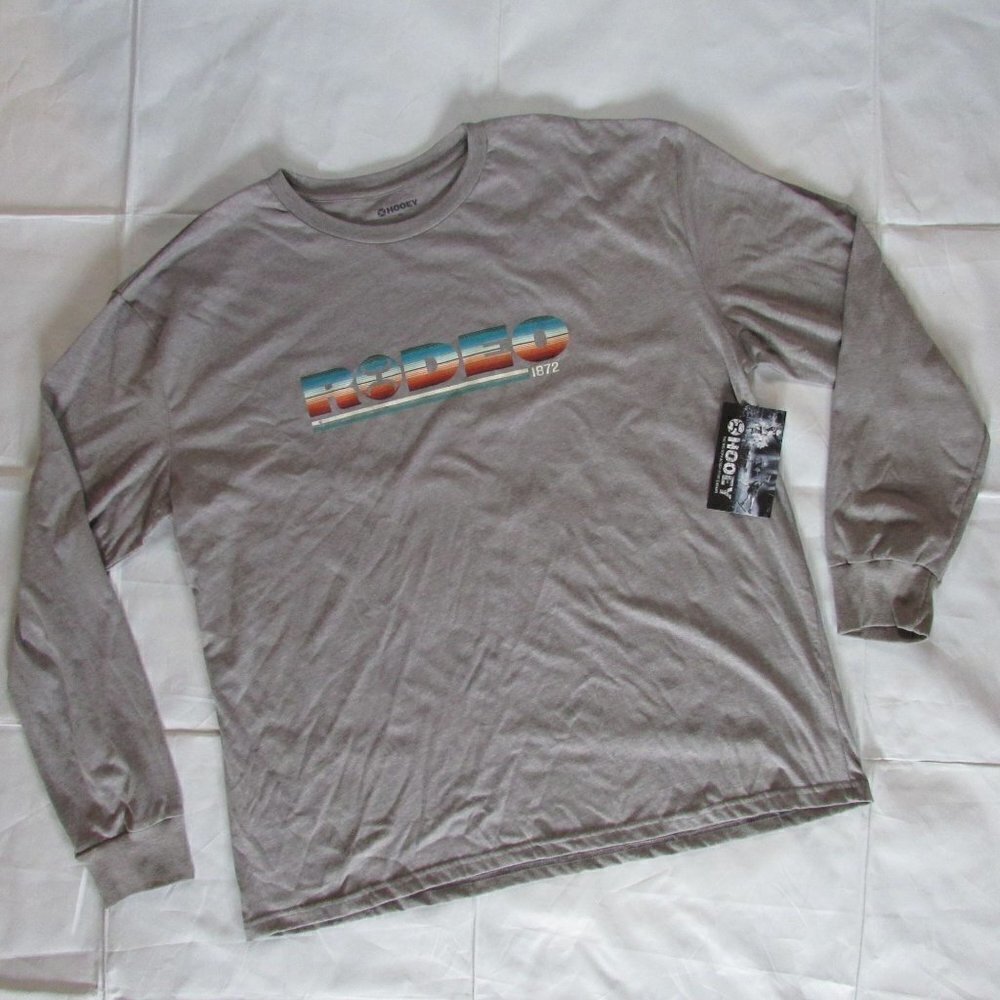 Hooey Men's Long Sleeve Serape Rodeo Logo Crewneck T-Shirt - Gray